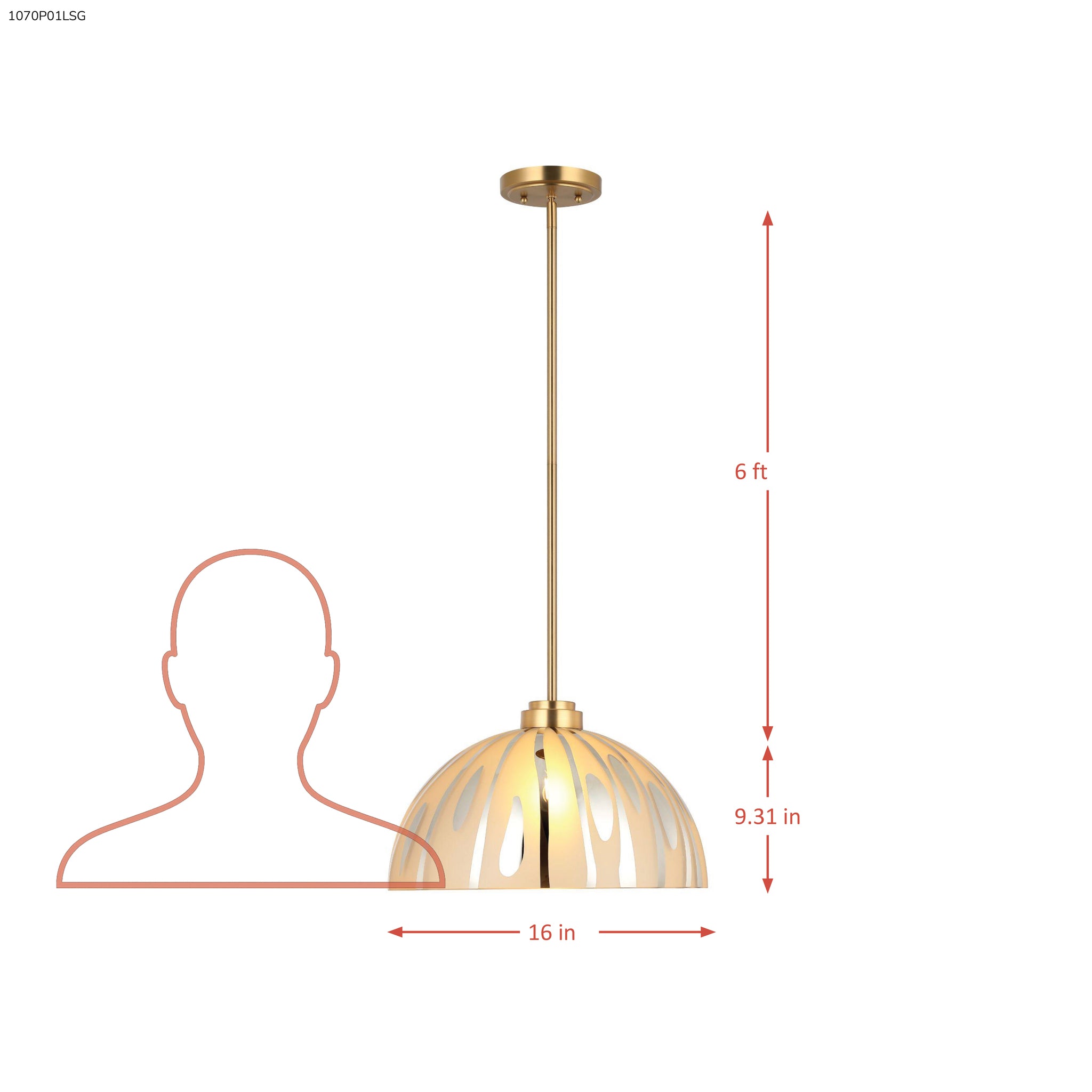 Chroman Empire 1 Light 16 in Dome Pendant - Gold