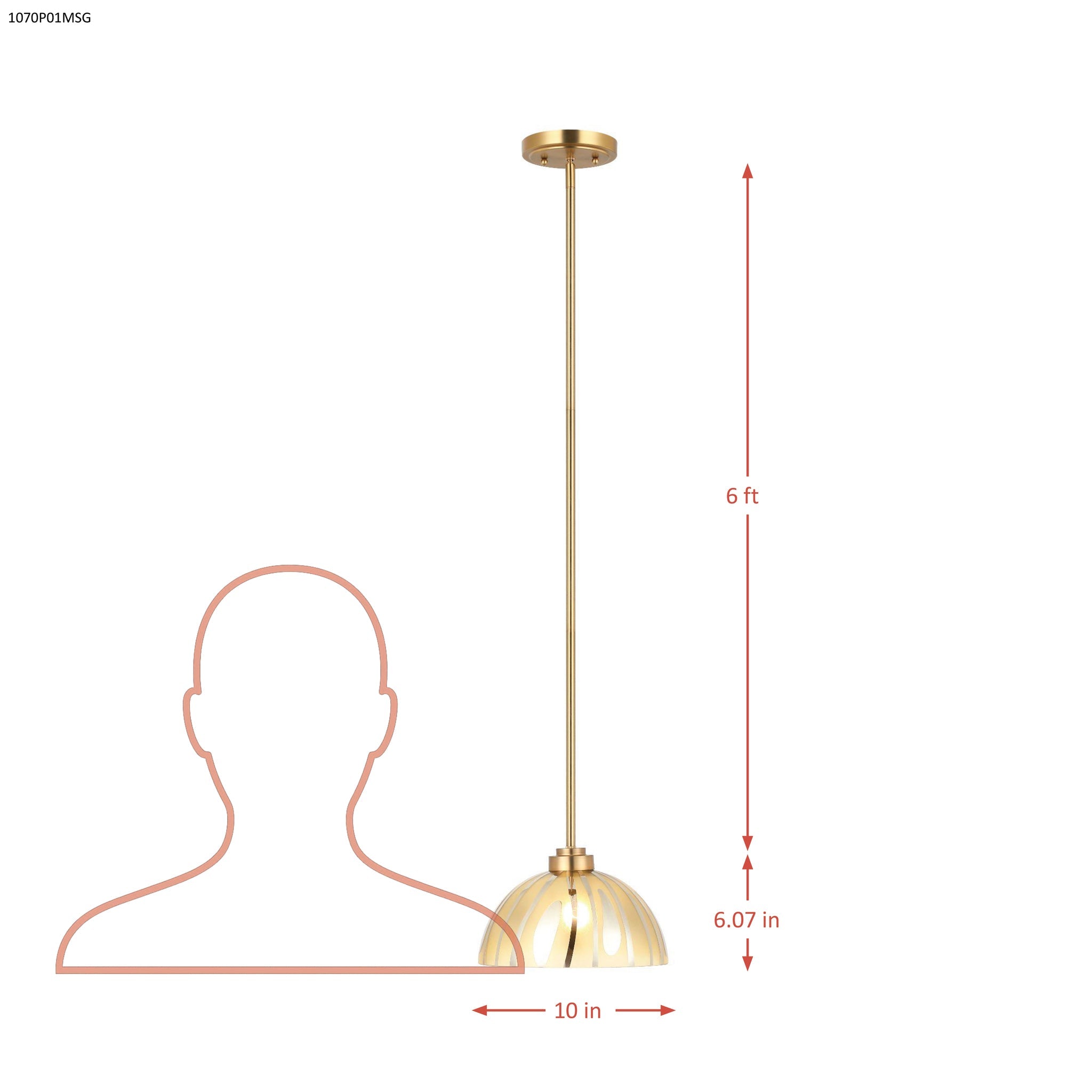 Chroman Empire 1 Light 10 in Dome Pendant - Gold
