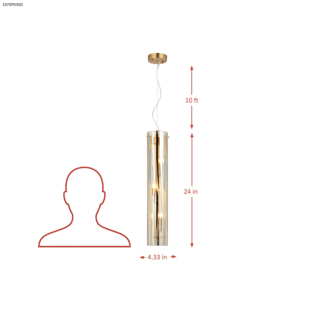 Chroman Empire 3 Light Tall Cylinder Pendant - Gold