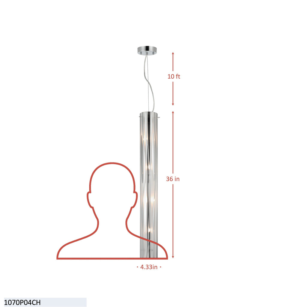 Chroman Empire 4 Light Tall Cylinder Pendant - Chrome