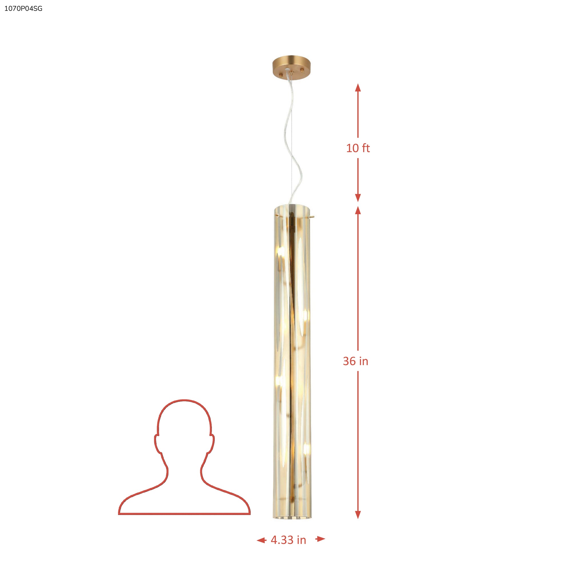 Chroman Empire 4 Light Tall Cylinder Pendant - Gold