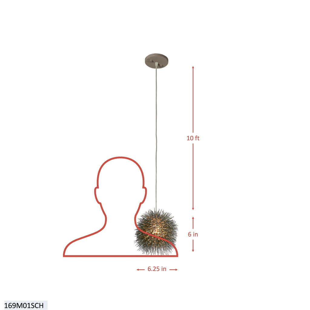 Urchin 1 Light Uber Mini Pendant - Painted Chrome