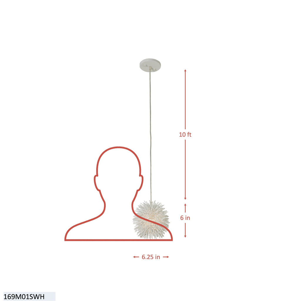 Urchin 1 Light Uber Mini Pendant - White