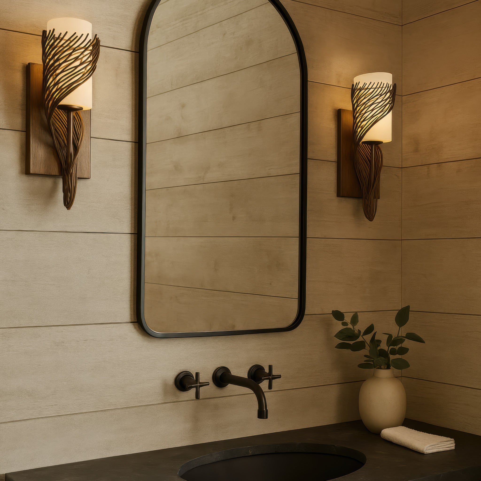 Flow 1 Light Left Sconce - Hammered Ore
