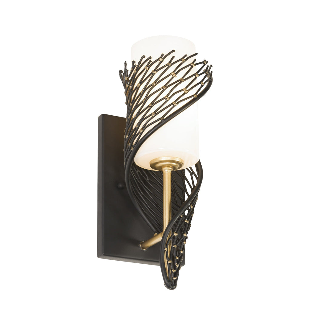 Flow 1 Light Left Sconce - Matte Black/French Gold