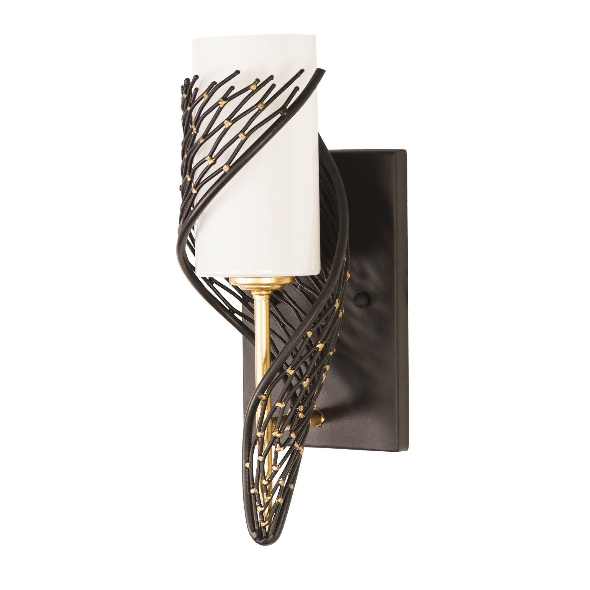 Flow 1 Light Left Sconce - Matte Black/French Gold
