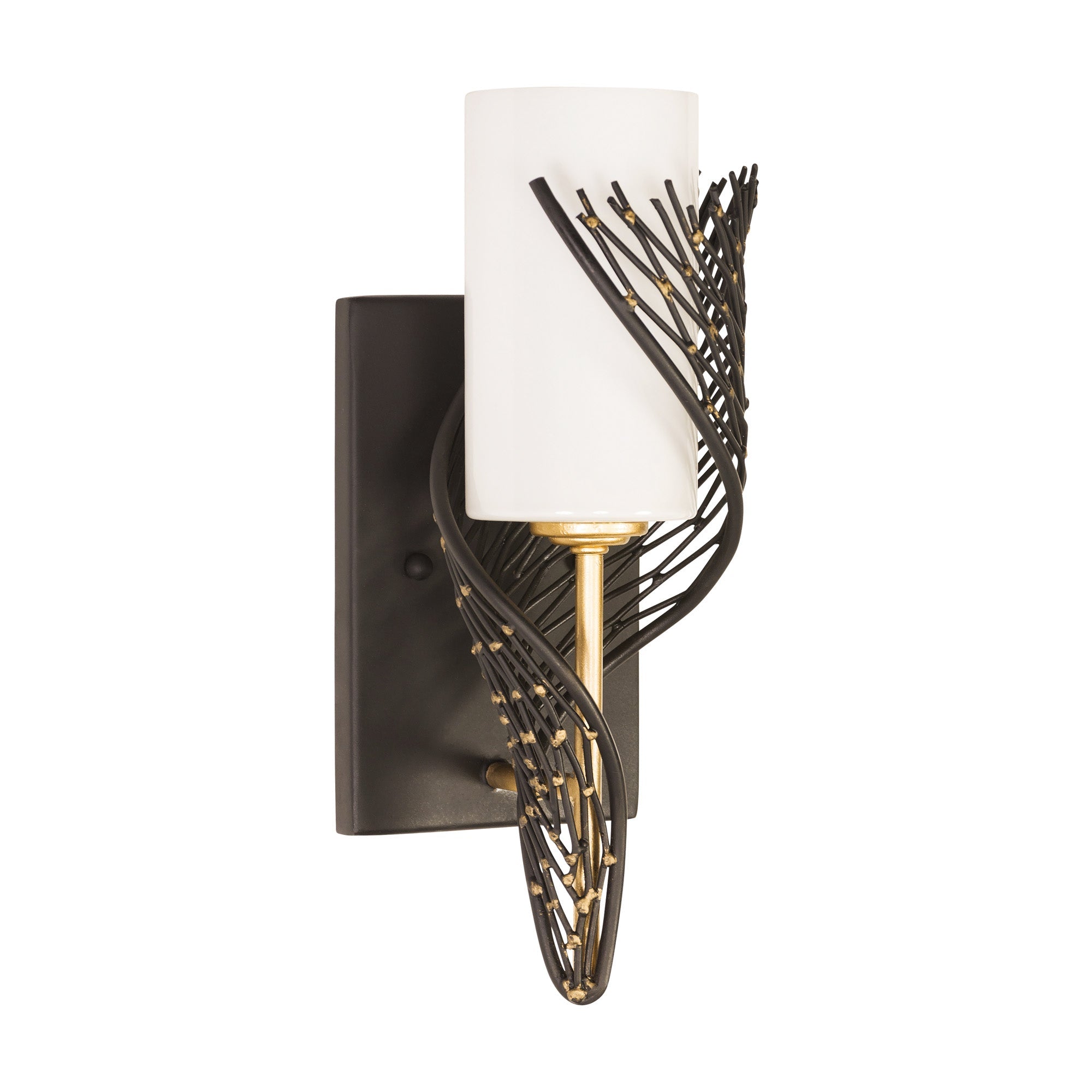 Flow 1 Light Right Sconce - Matte Black/French Gold
