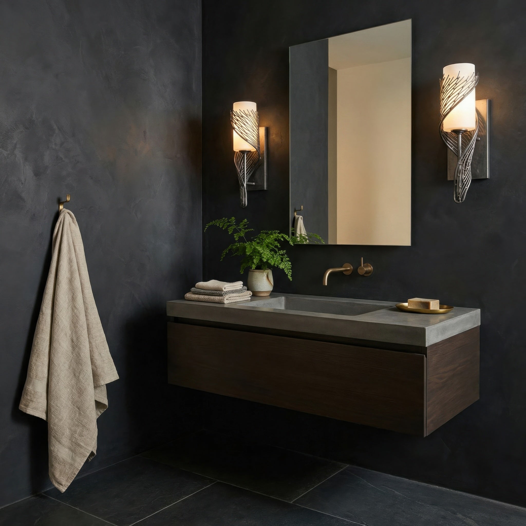 Flow 1 Light Left Sconce - Steel