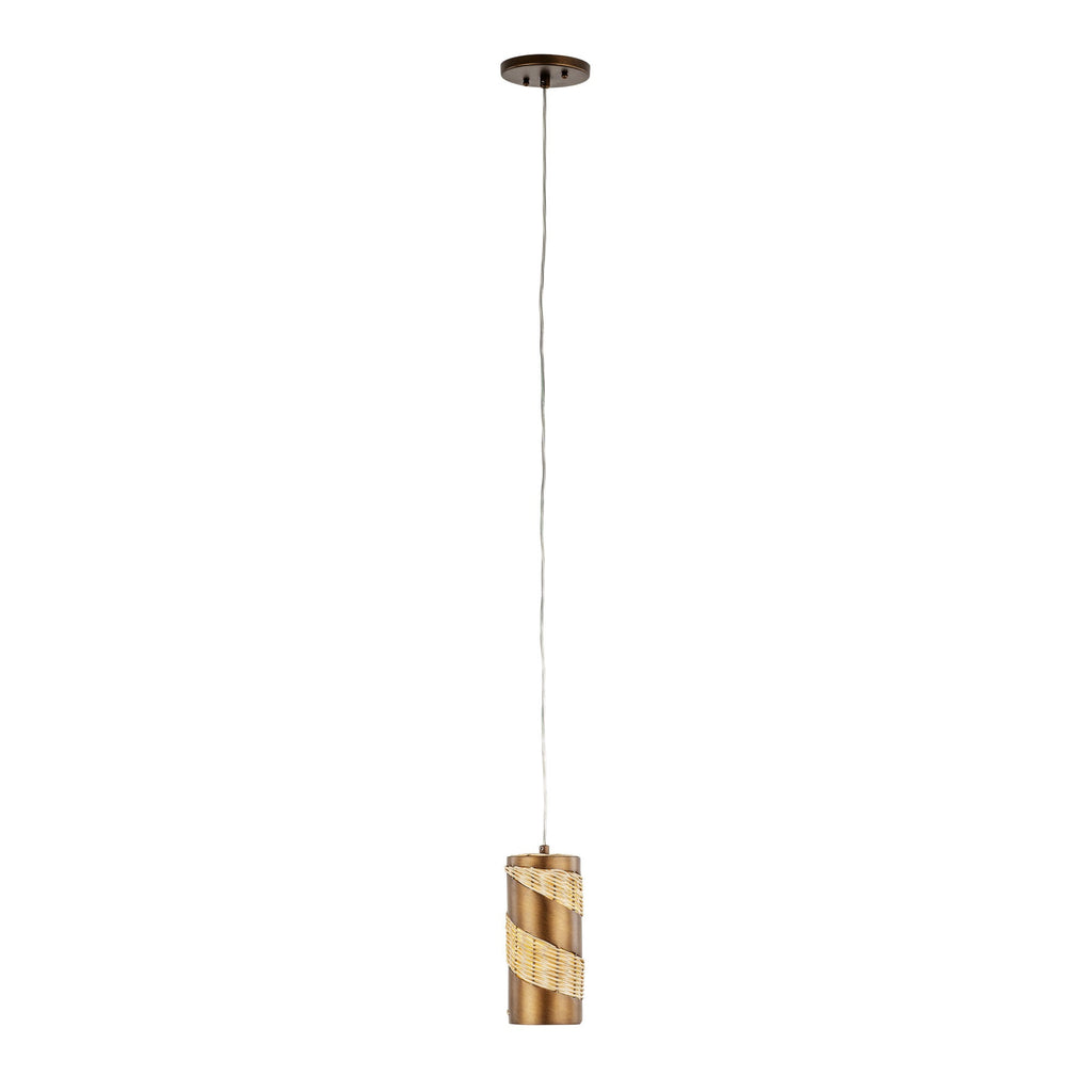 Flow 1 Light Cylinder Mini Pendant - Baguette/Natural Rattan