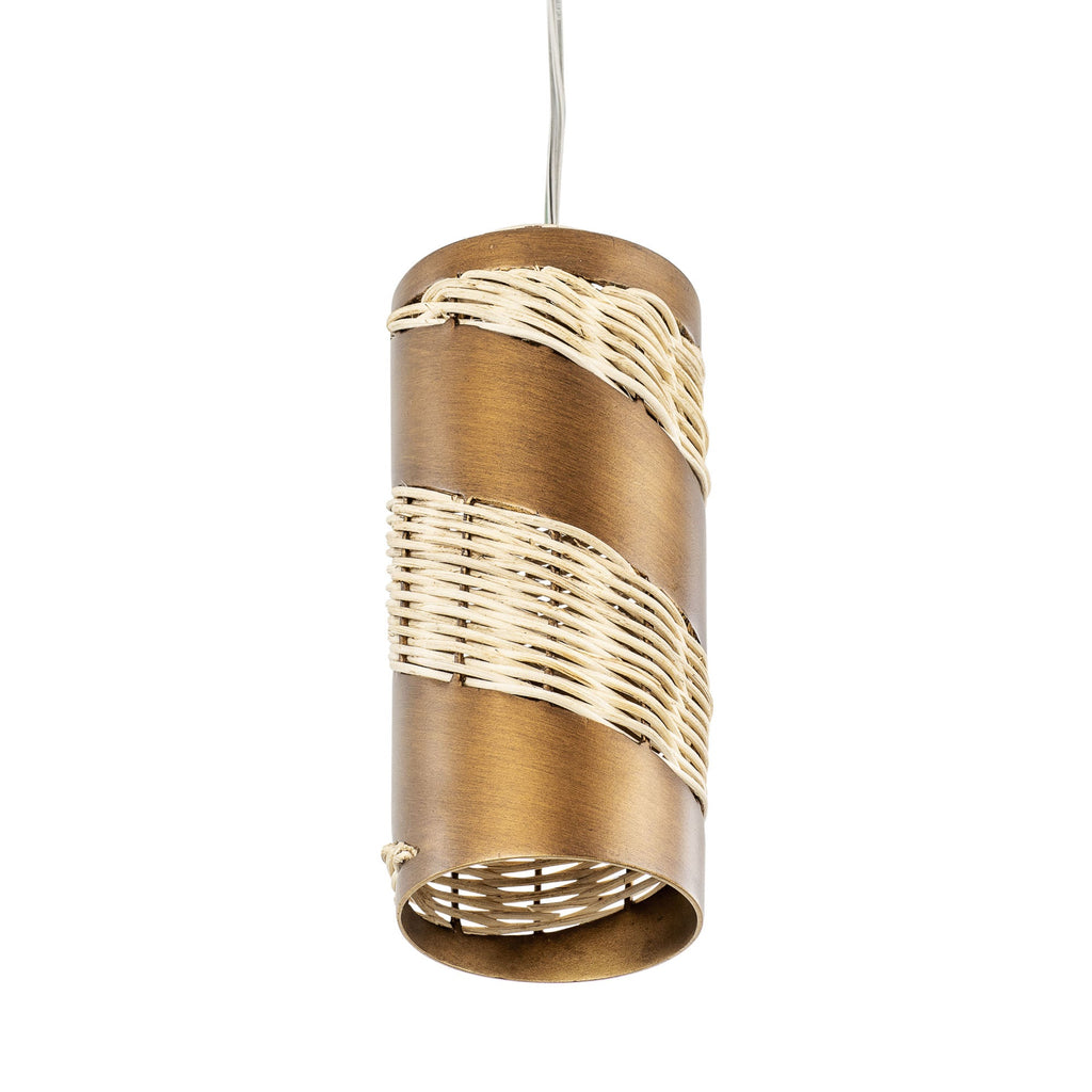 Flow 1 Light Cylinder Mini Pendant - Baguette/Natural Rattan