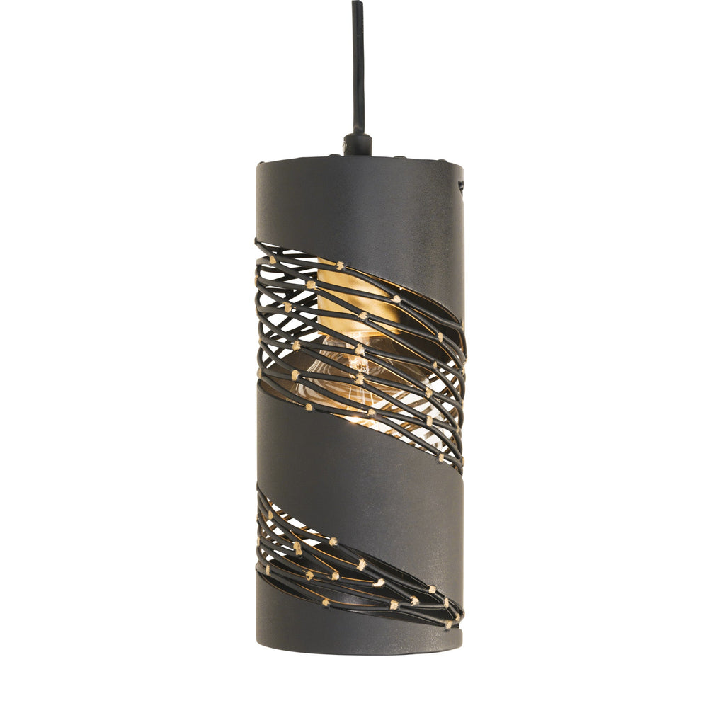 Flow 1 Light Cylinder Mini Pendant - Matte Black/French Gold