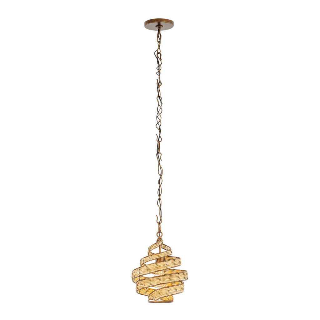 Flow 1 Light Twist Pendant - Baguette/Natural Rattan