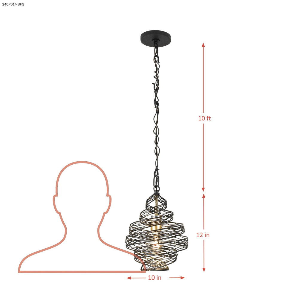 Flow 1 Light Twist Mini Pendant - Matte Black/French Gold