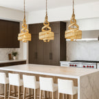 Flow 3 Light Twist Pendant - Baguette/Natural Rattan