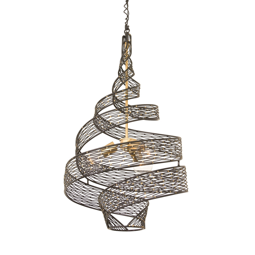 Flow 3 Light Twist Pendant - Matte Black/French Gold