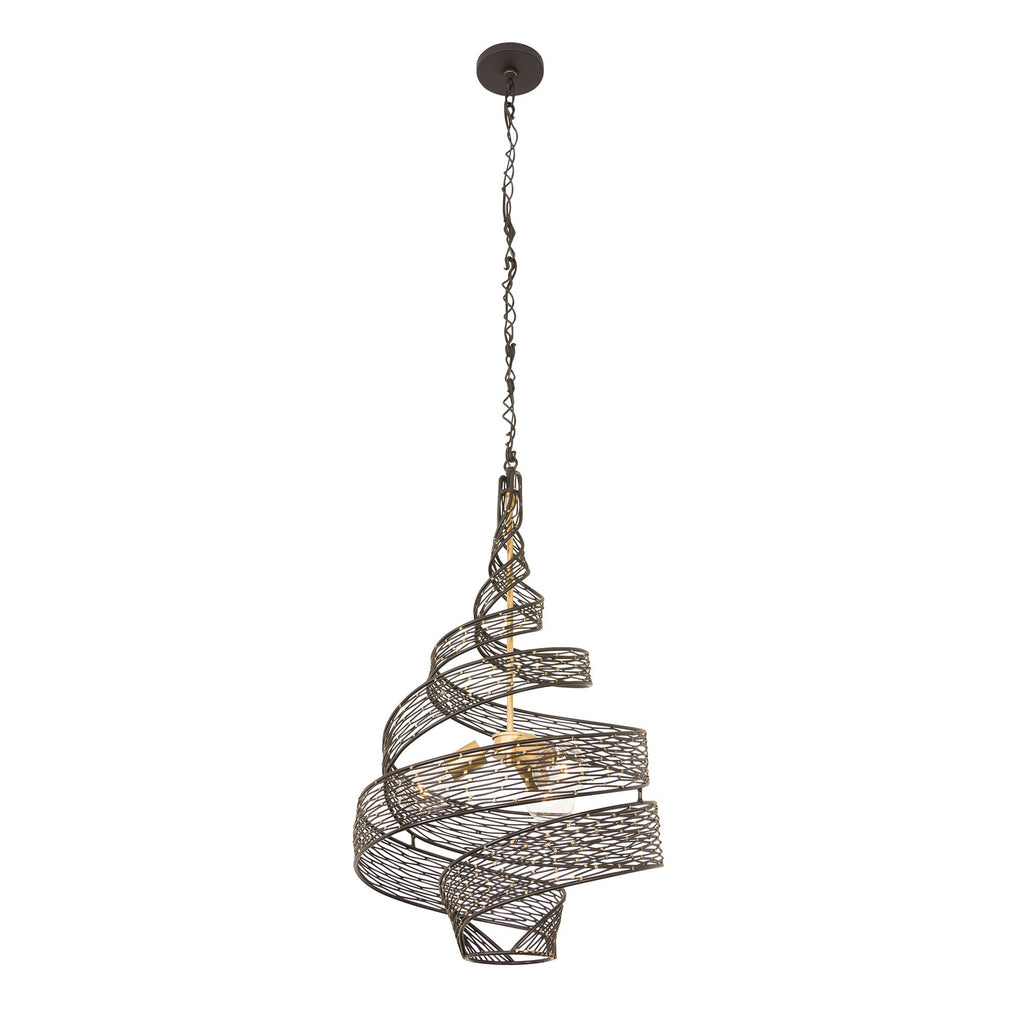 Flow 3 Light Twist Pendant - Matte Black/French Gold