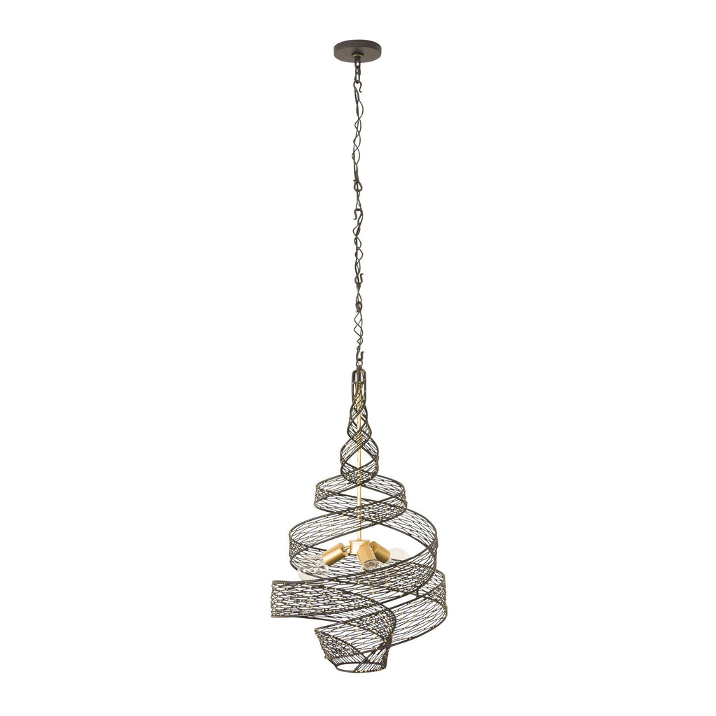 Flow 3 Light Twist Pendant - Matte Black/French Gold