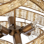Flow 6 Light Twist Pendant - Baguette/Natural Rattan