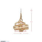 Flow 6 Light Twist Pendant - Baguette/Natural Rattan