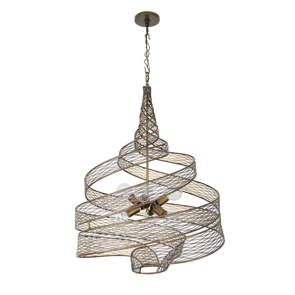 Flow 6 Light Twist Pendant - Hammered Ore