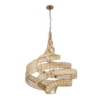 Flow 6 Light Large Twist Pendant - Baguette/Natural Rattan
