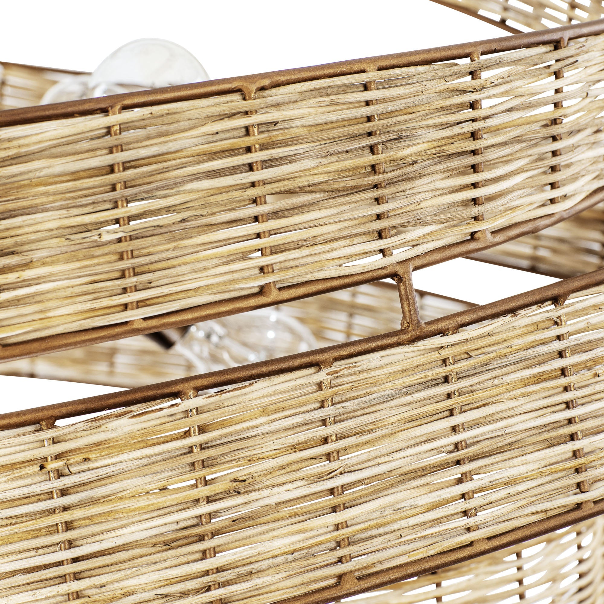 Flow 6 Light Large Twist Pendant - Baguette/Natural Rattan