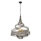 Flow 6 Light Large Twist Pendant - Matte Black/French Gold