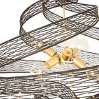 Flow 6 Light Large Twist Pendant - Matte Black/French Gold