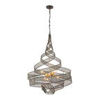 Flow 6 Light Twist Pendant - Matte Black/French Gold