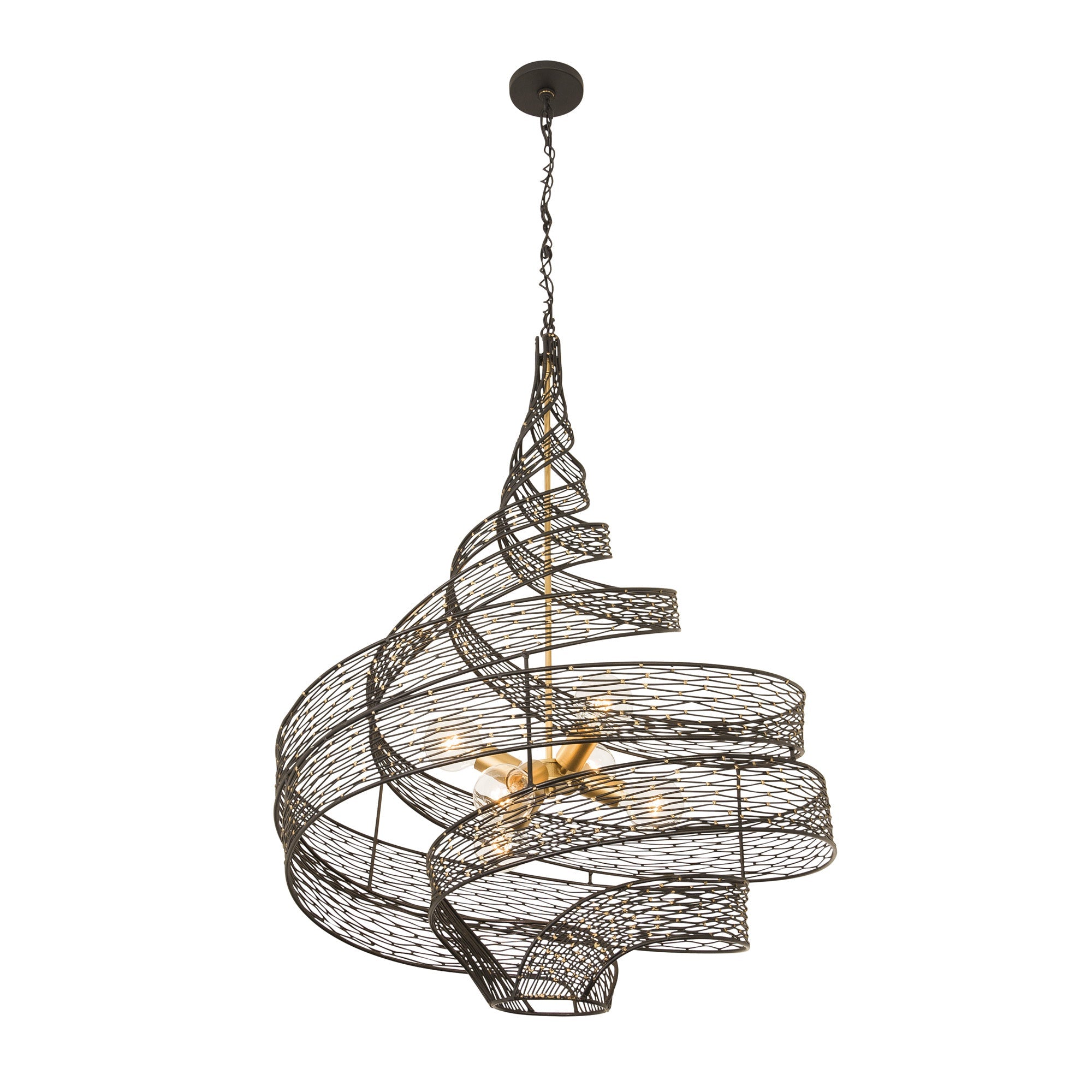 Flow 6 Light Twist Pendant - Matte Black/French Gold