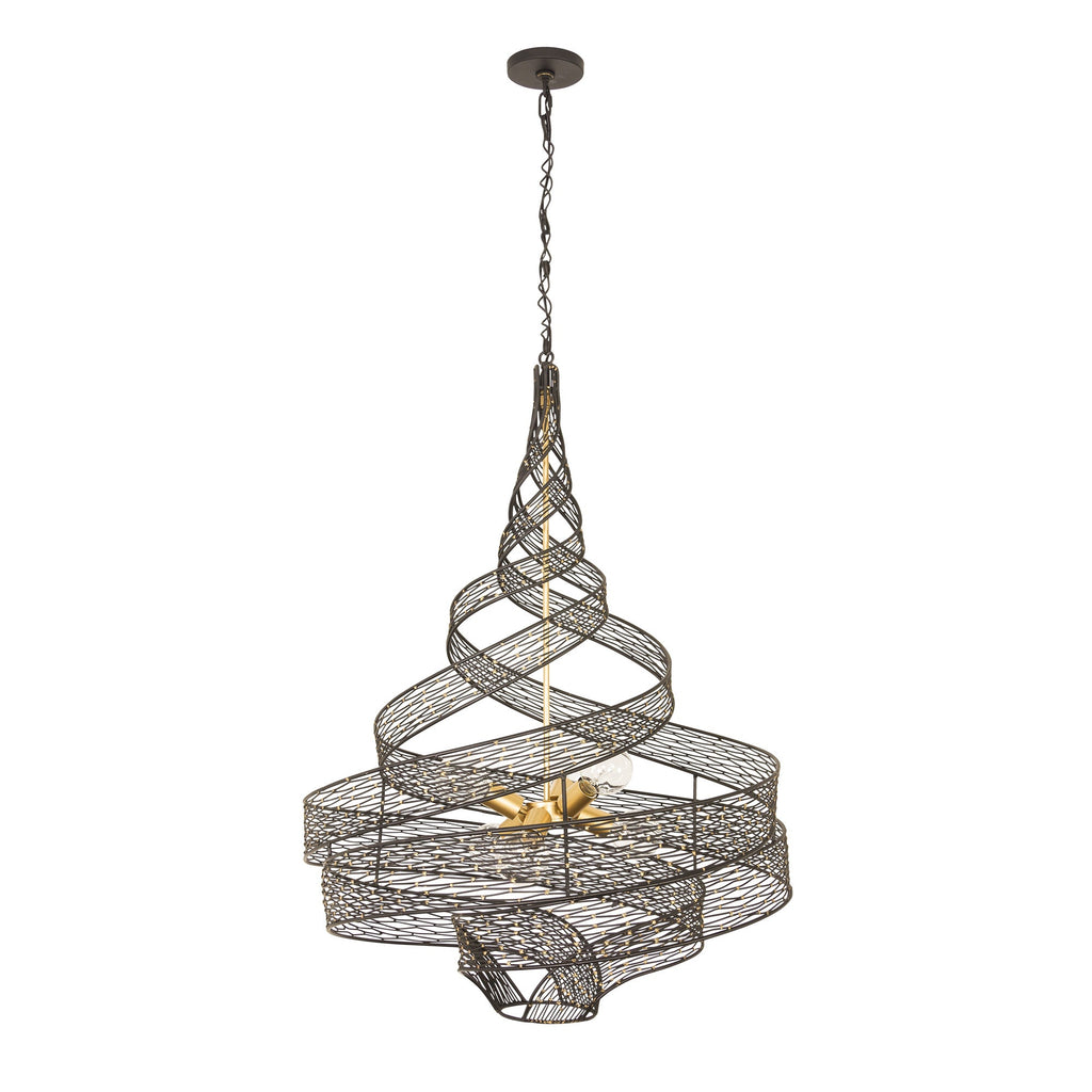 Flow 6 Light Twist Pendant - Matte Black/French Gold