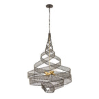 Flow 6 Light Twist Pendant - Matte Black/French Gold