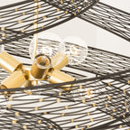 Flow 6 Light Twist Pendant - Matte Black/French Gold