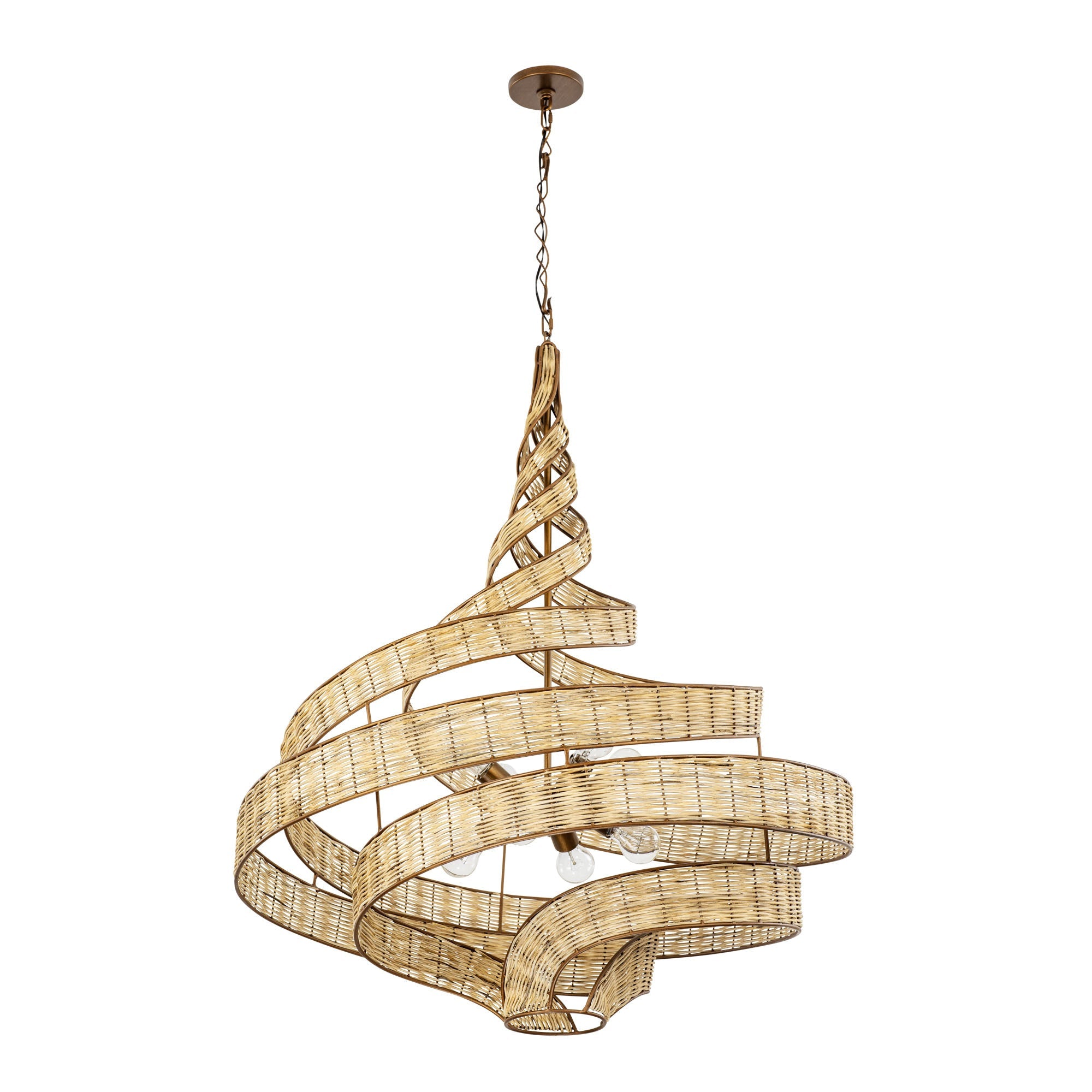 Flow 8 Light Twist Pendant - Baguette/Natural Rattan