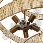 Flow 8 Light Twist Pendant - Baguette/Natural Rattan