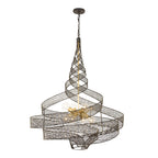 Flow 8 Light Twist Pendant - Matte Black/French Gold