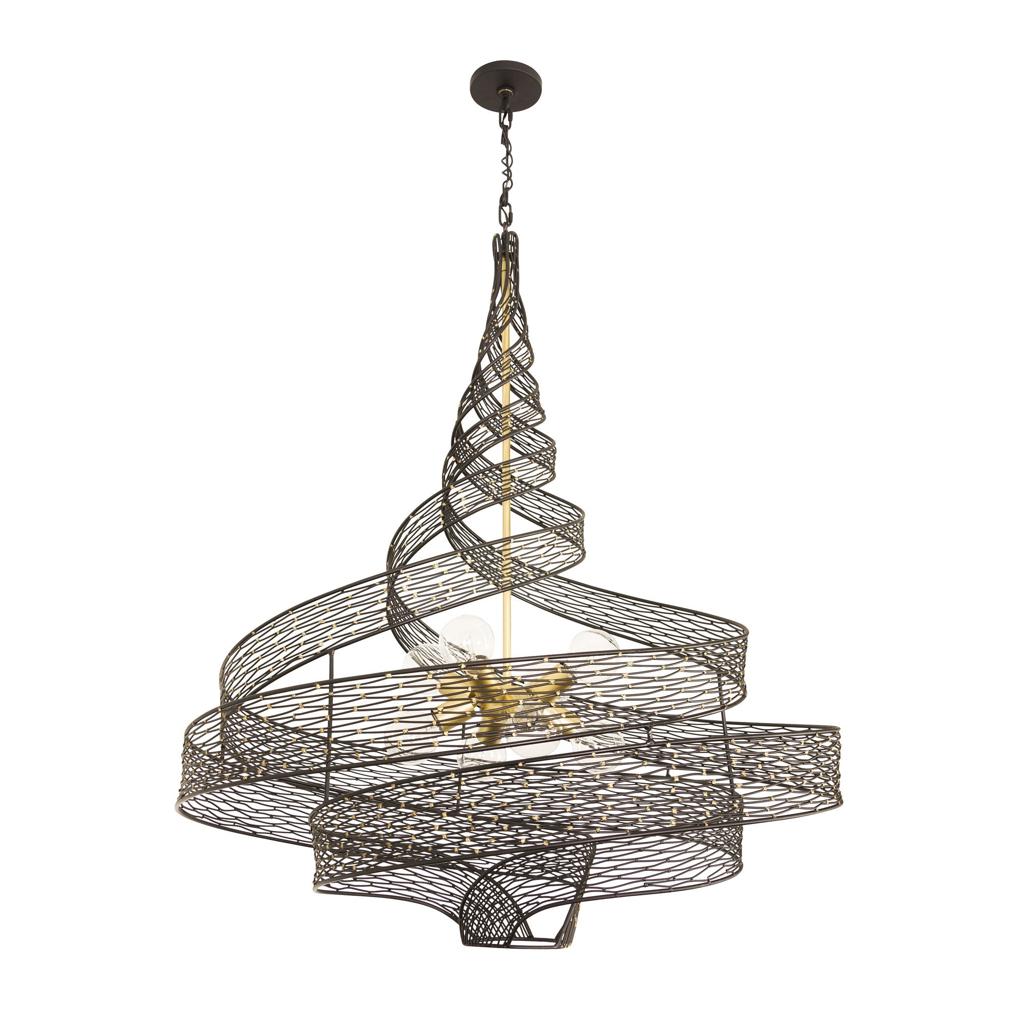 Flow 8 Light Twist Pendant - Matte Black/French Gold