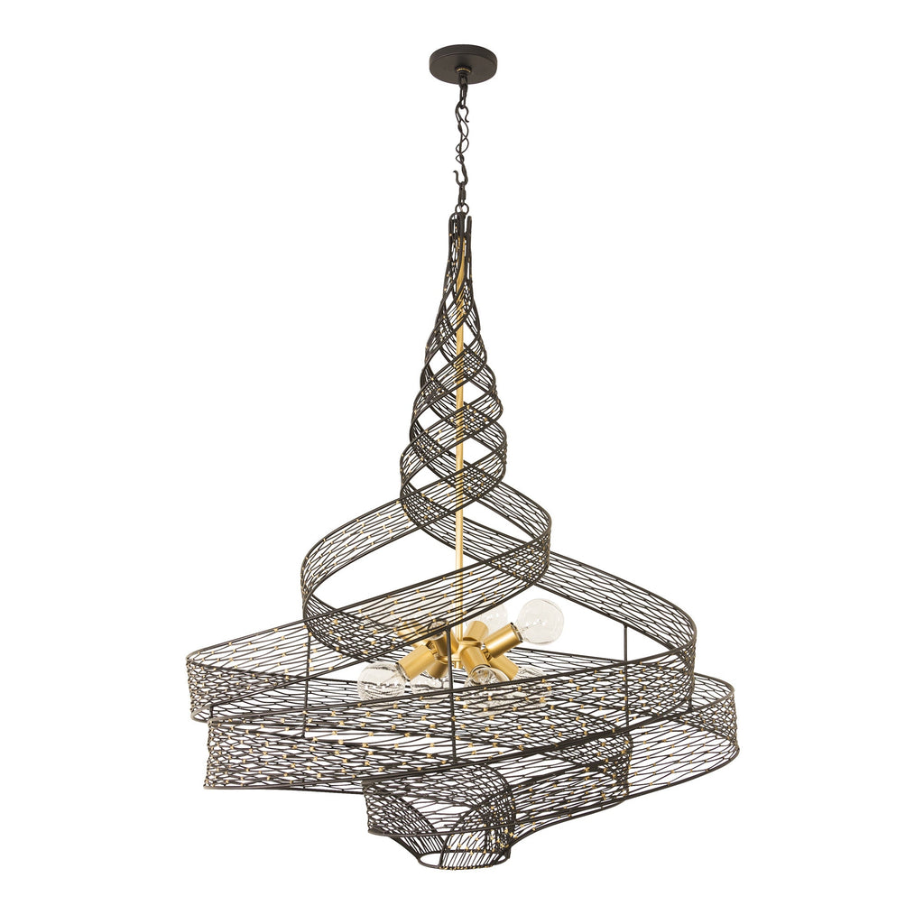Flow 8 Light Twist Pendant - Matte Black/French Gold