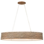 Flow 4 Light Oval Linear Pendant w/Fabric Shade - Hammered Ore