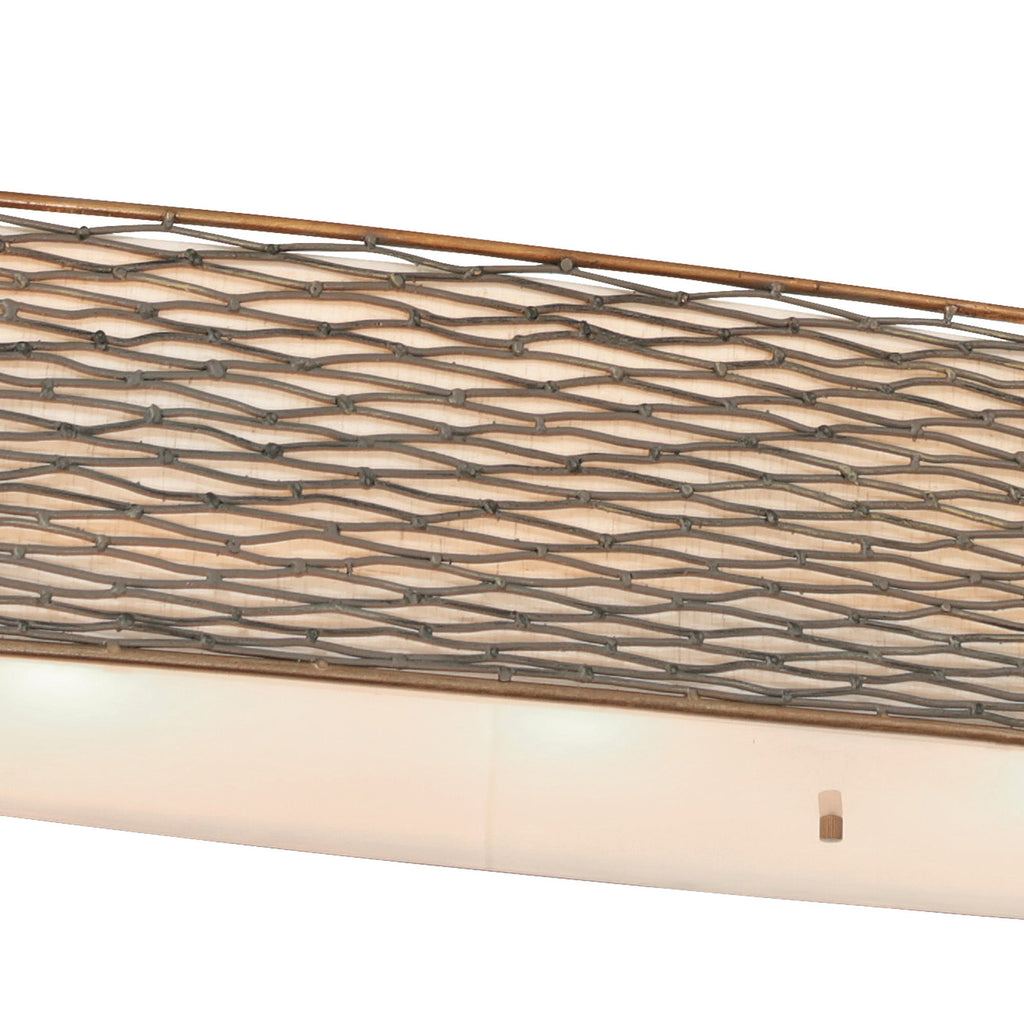 Flow 4 Light Oval Linear Pendant w/Fabric Shade - Hammered Ore
