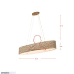 Flow 4 Light Oval Linear Pendant w/Fabric Shade - Hammered Ore