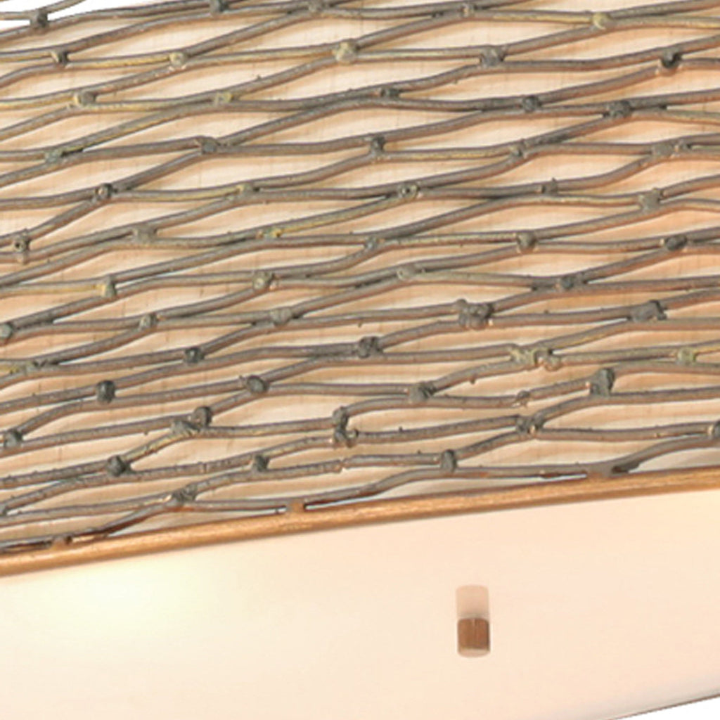Flow 6 Light Oval Linear Pendant w/Fabric Shade - Hammered Ore