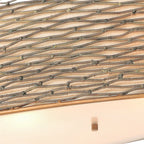 Flow 6 Light Oval Linear Pendant w/Fabric Shade - Hammered Ore
