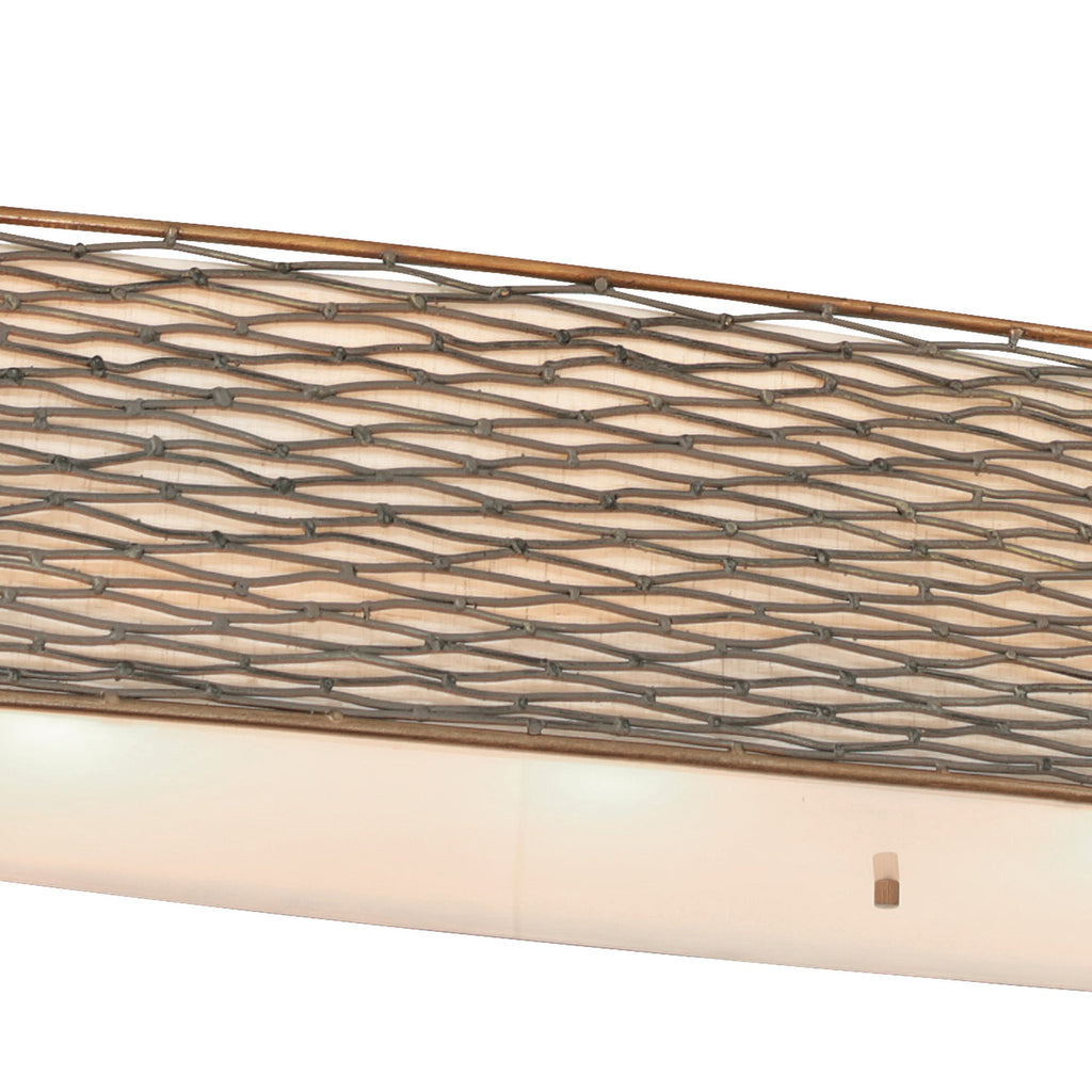 Flow 6 Light Oval Linear Pendant w/Fabric Shade - Hammered Ore