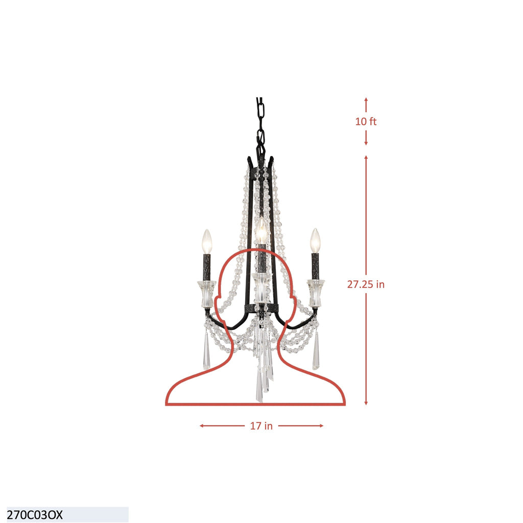 Barcelona 3 Light Crystal Chandelier - Transcend Silver