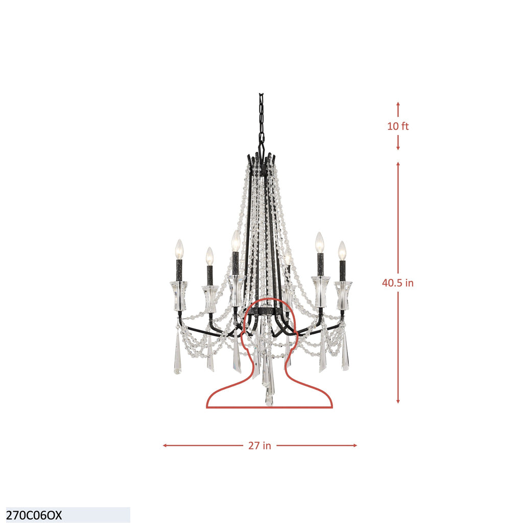 Barcelona 6 Light Crystal Chandelier - Transcend Silver