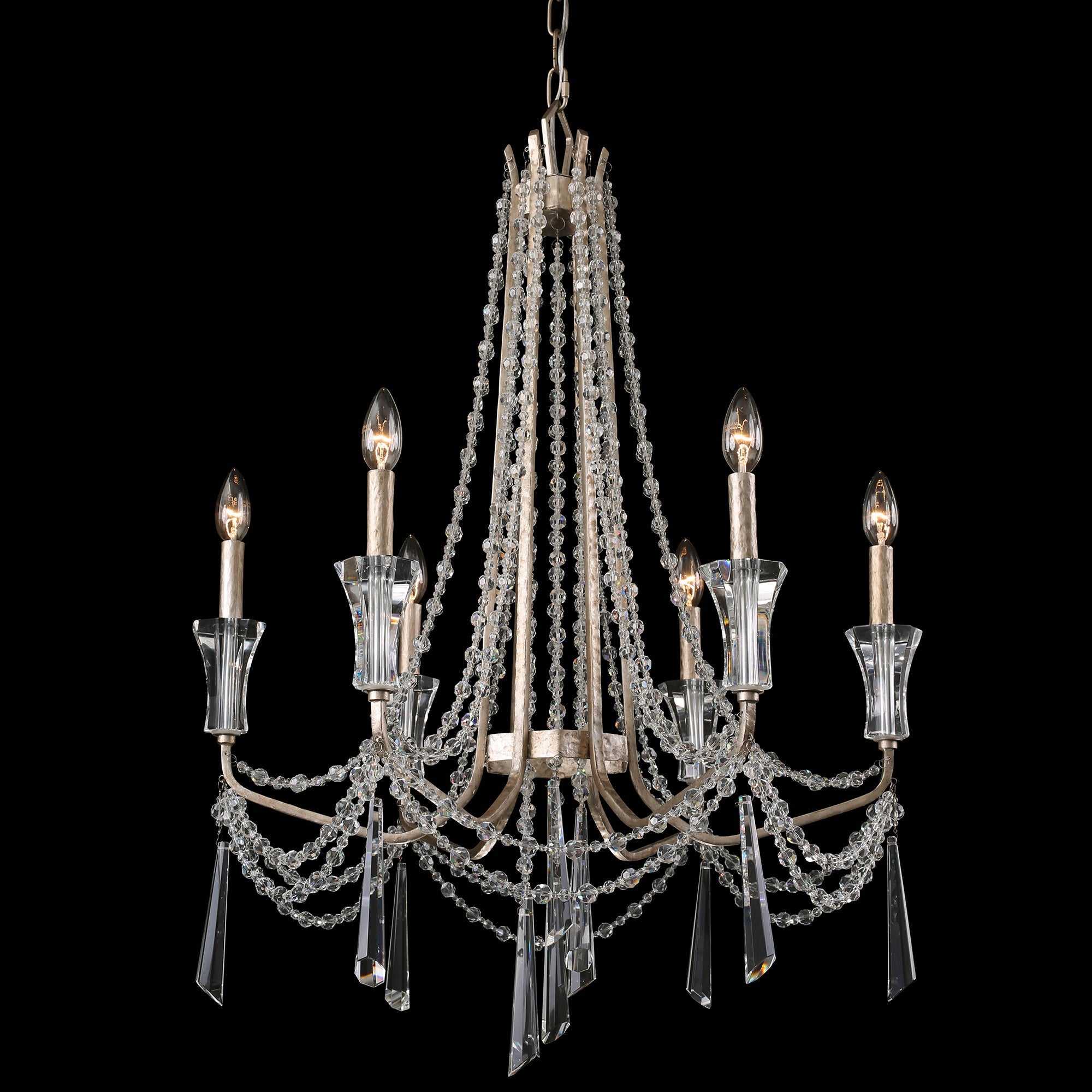 Barcelona 6 Light Crystal Chandelier - Transcend Silver