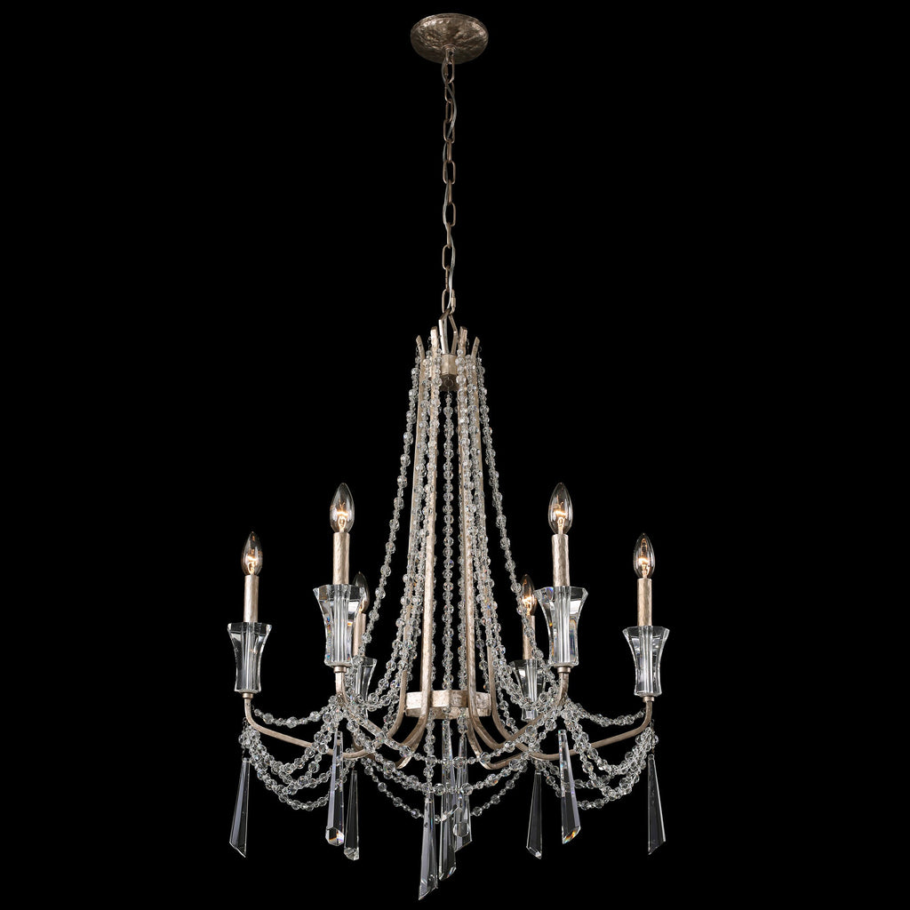 Barcelona 6 Light Crystal Chandelier - Transcend Silver