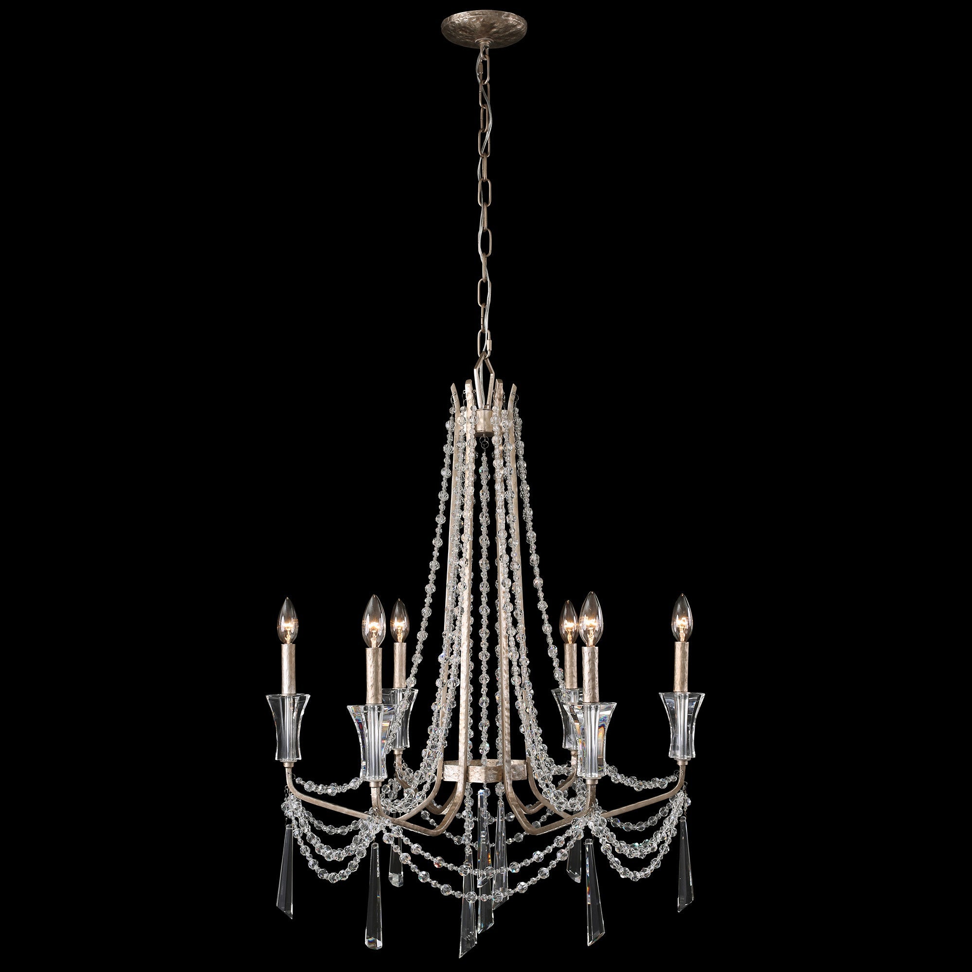 Barcelona 6 Light Crystal Chandelier - Transcend Silver