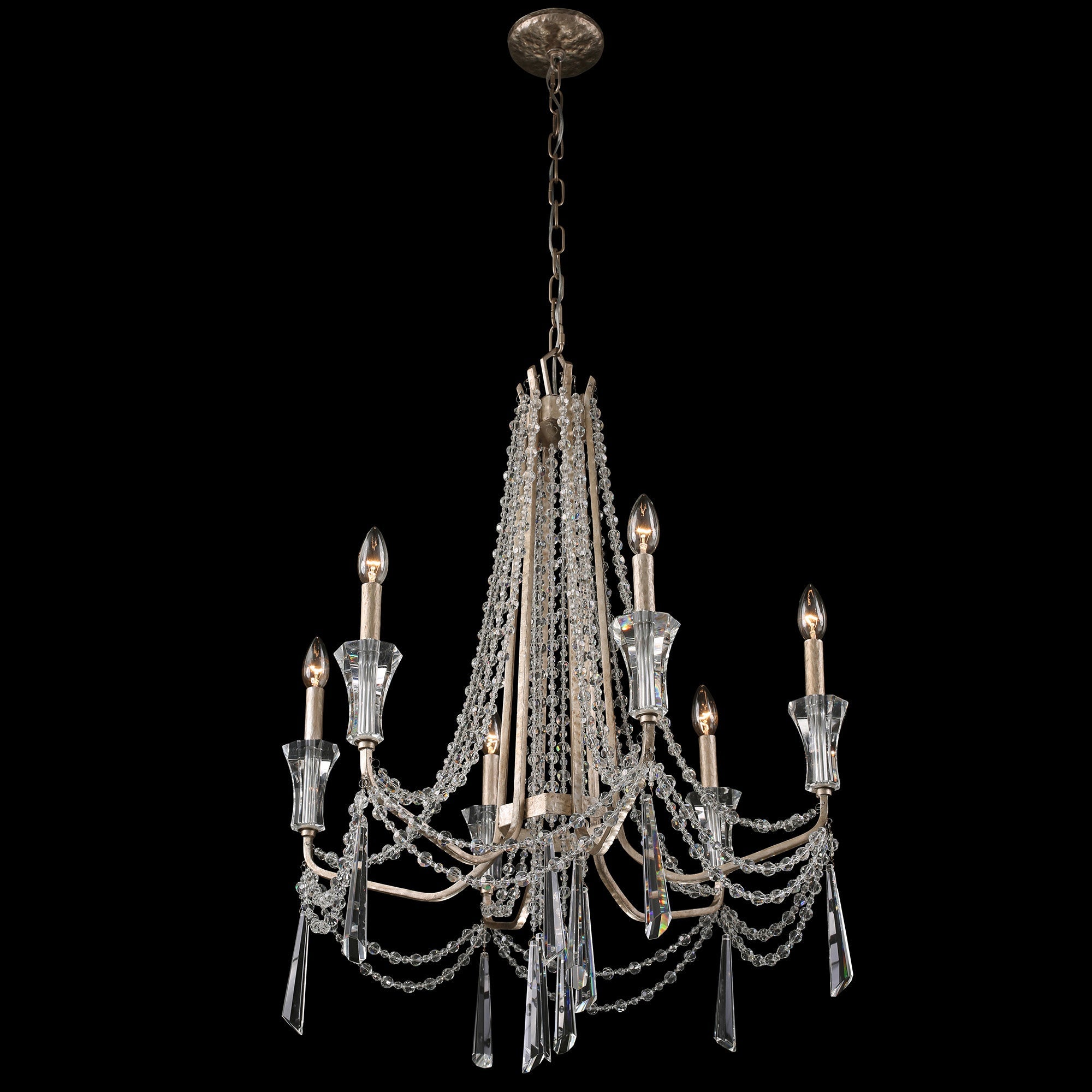 Barcelona 6 Light Crystal Chandelier - Transcend Silver